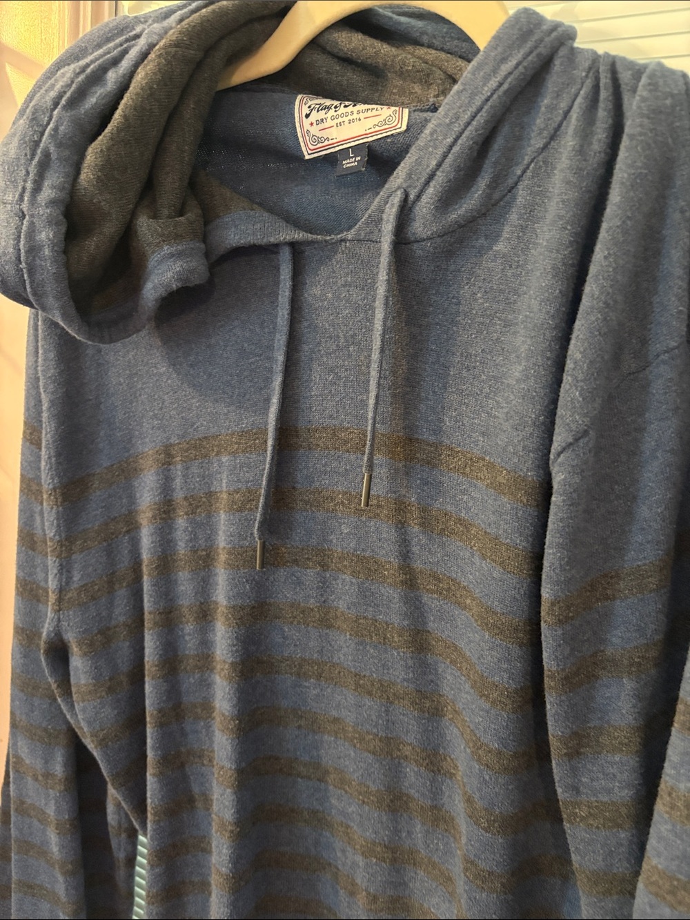 Flag & Anthem stripe pullover with hood